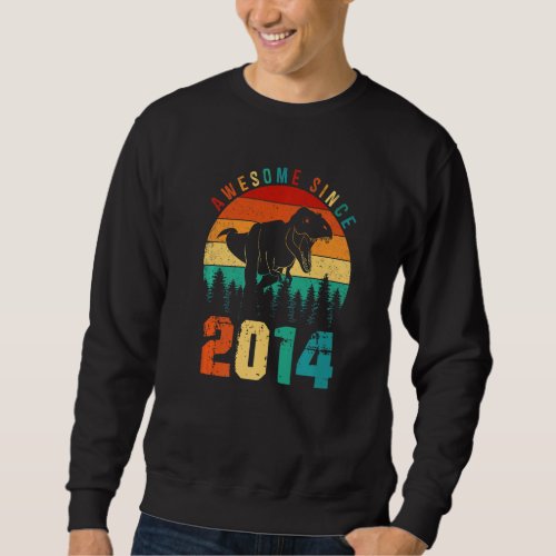 Awesome Since 2014 Retro Dinosaur Boys 9th Birthda Sweatshirt