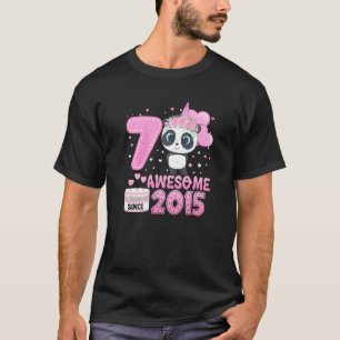 Awesome Since 2015 7 Years Old 7th Birthday Panda T-Shirt