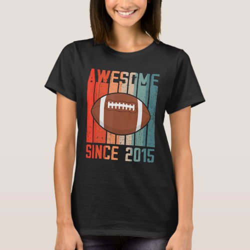 Awesome Since 2015 7th Birthday 7 Year Old Footbal T_Shirt