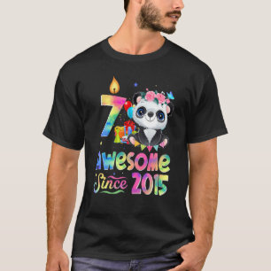 Awesome Since 2015 7th Birthday 7 Year Old Panda U T-Shirt