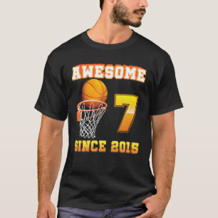 Awesome Since 2015 Basketball 7Th Birthday 7 Years T-Shirt