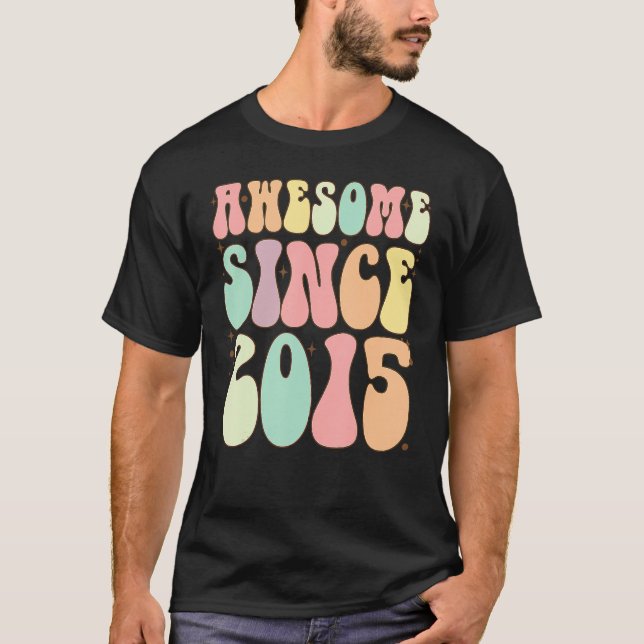 Awesome Since 2015 Birthday Shirt 7 Years Old Girl (Front)