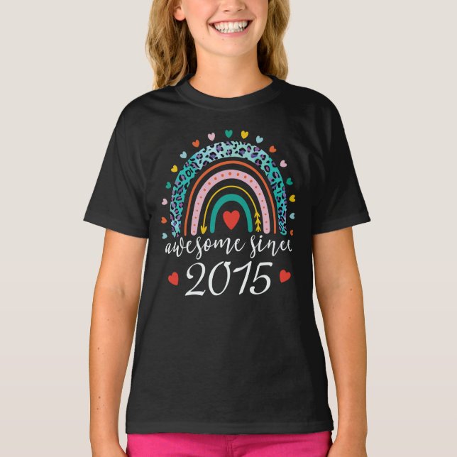Awesome Since 2015 Rainbow 7th Birthday Gift T-Shirt (Front)