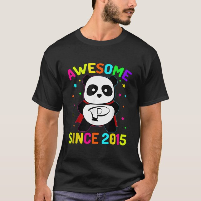 Awesome Since 2015 Super'S Panda 7 7Th T-Shirt (Front)