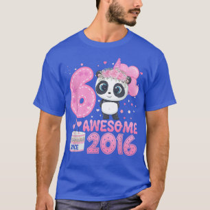 Awesome since 2016 6 Years Old 6th Birthday Panda  T-Shirt