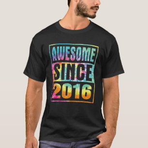 Awesome Since 2016 6 Years Old 6th Birthday Tie Dy T-Shirt