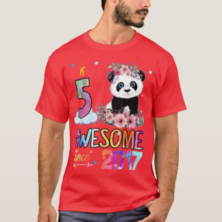 Awesome since 2017 5th Birthday 5 Year Old Panda U T-Shirt