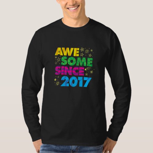 Awesome Since 2017 Crazy 5th Birthday Pop Graphic T_Shirt