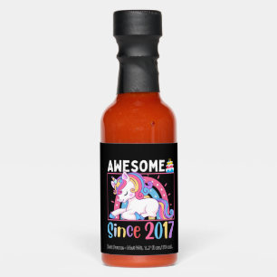 Awesome Since 2017 Girl Unicorn Birthday Celebrati Hot Sauces