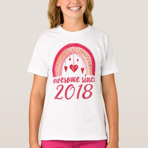 Awesome Since 2018 Cute Rainbow 4th Birthday Gift T_Shirt