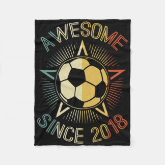 Awesome Since 2018 Soccer Birthday Retro Team Bday Fleece Blanket