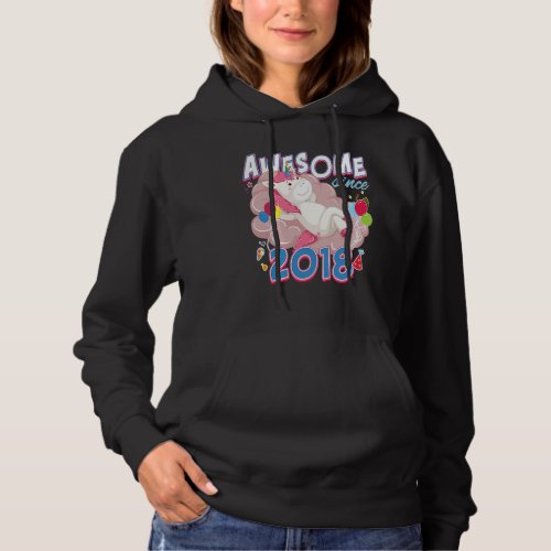 Awesome since 2018 Unicorn Birthday Girls Annivers Hoodie