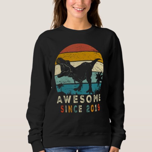 Awesome Since 2019 3 Years Dinosaur Rex 3rd Birthd Sweatshirt