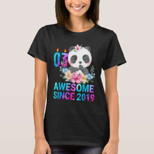 Awesome Since 2019 Cute Super's Panda 3 Years Old  T-Shirt