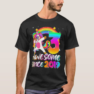 Awesome Since 2019 Dabbing Unicorn 3rd Birthday 3 T-Shirt