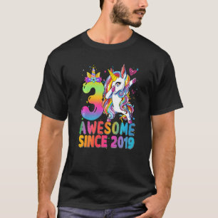 Awesome Since 2019 Dabbing Unicorn 3rd Birthday 3 T-Shirt