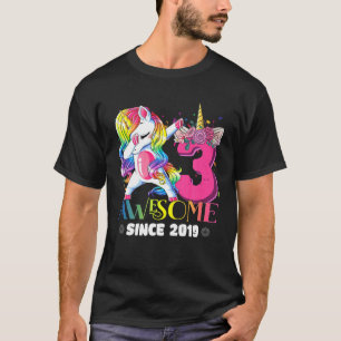 Awesome Since 2019 Dabbing Unicorn 3Rd Birthday Gi T-Shirt