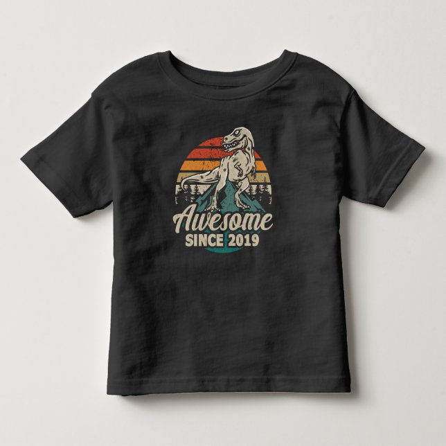 Awesome Since 2019 Dinosaur 4 Year 4th Birthday Toddler T-shirt (Front)