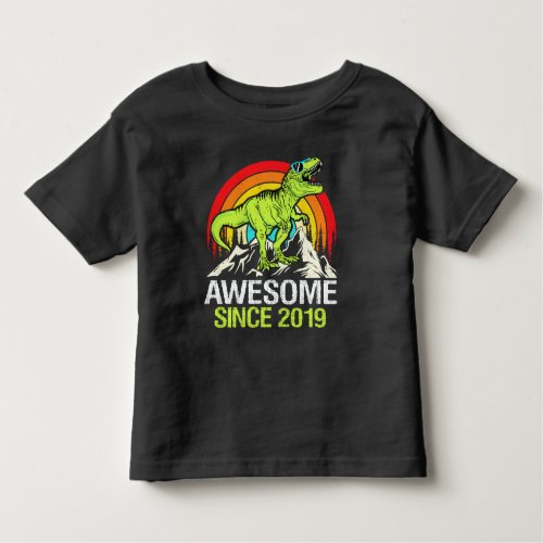 Awesome Since 2019 Dinosaur 4 Year 4th Birthday  Toddler T_shirt