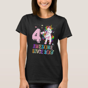 Awesome Since 2019 Flossing Unicorn 4 Year Old Bir T-Shirt