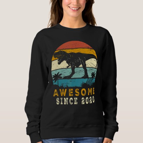 Awesome Since 2020 2nd Birthday Gifts Dinosaur 2 Y Sweatshirt
