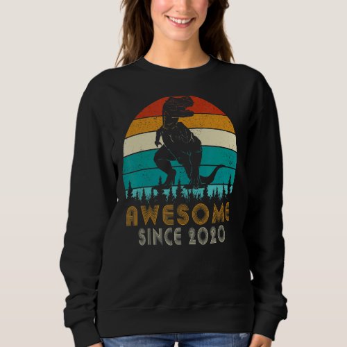 Awesome Since 2020 2nd Birthday Gifts Dinosaur 2 Y Sweatshirt