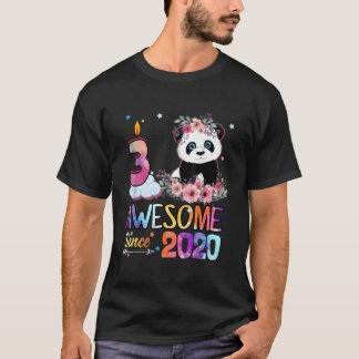 Awesome Since 2020 3Rd 3 Panda Unicorn T-Shirt