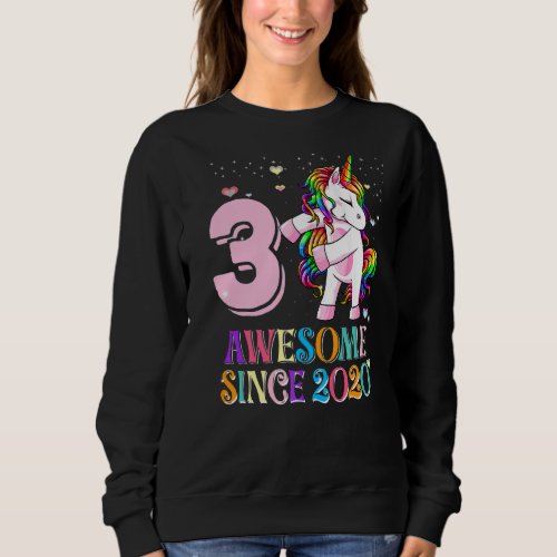 Awesome Since 2020 Flossing Unicorn 3 Year Old Bir Sweatshirt