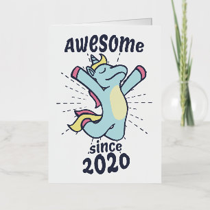 Awesome Since 2020 - Kids Birthday Unicorn Foil Greeting Card