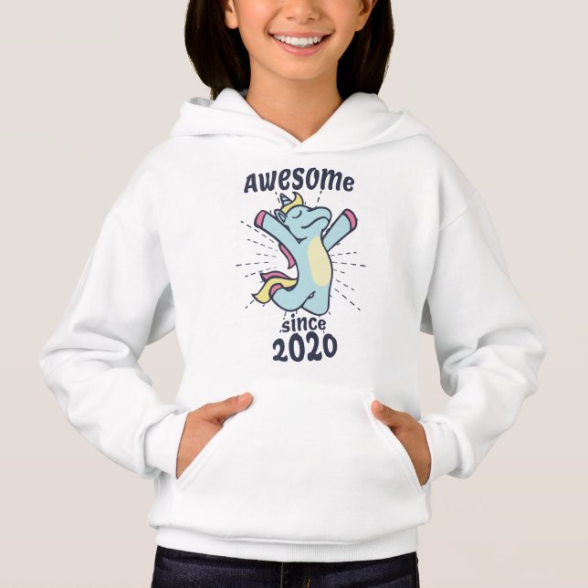 Awesome Since 2020 - Kids Birthday Unicorn Hoodie (Front)