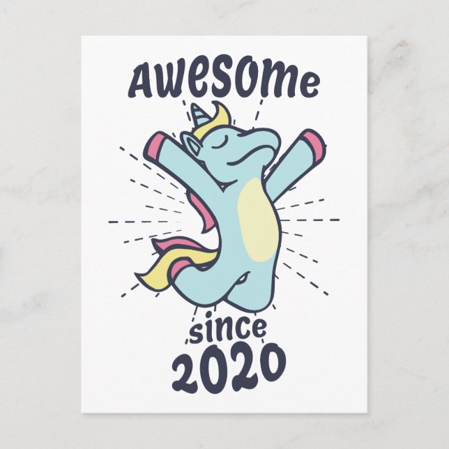 Awesome Since 2020 - Kids Birthday Unicorn Postcard (Front)