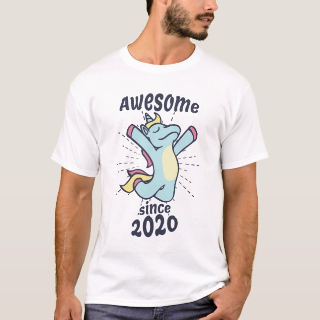 Awesome Since 2020 - Kids Birthday Unicorn T-Shirt (Front)