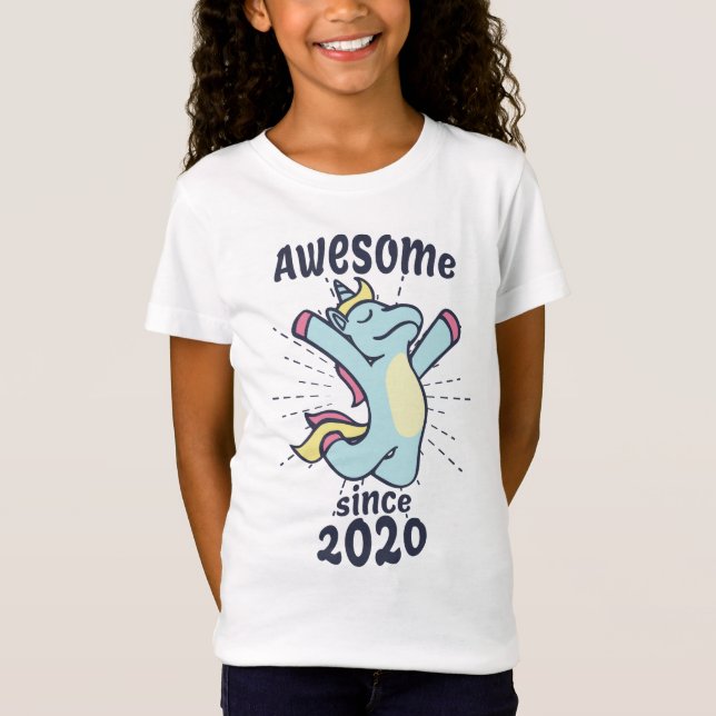Awesome Since 2020 - Kids Birthday Unicorn T-Shirt (Front)