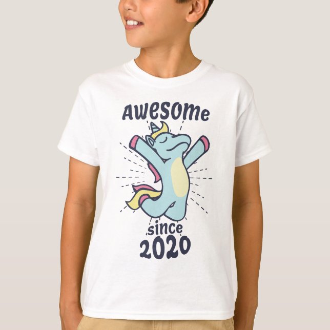 Awesome Since 2020 - Kids Birthday Unicorn T-Shirt (Front)