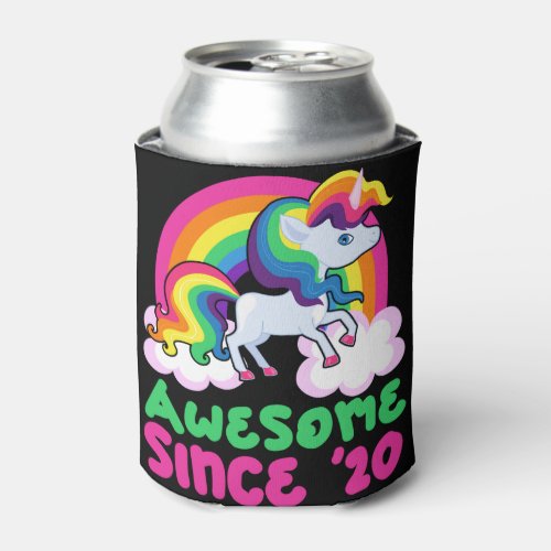 Awesome Since 2020 Unicorn Can Cooler