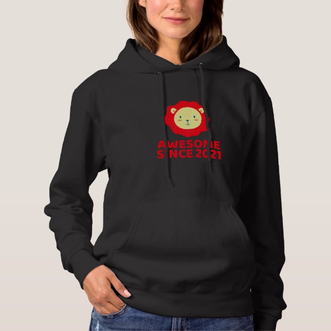 Awesome Since 2021 Sweet Lion  For Kids Boys Girls Hoodie (Front)