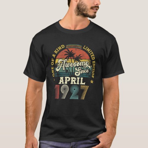 Awesome Since April 1927 Vintage 95Th Birthday Gif T_Shirt