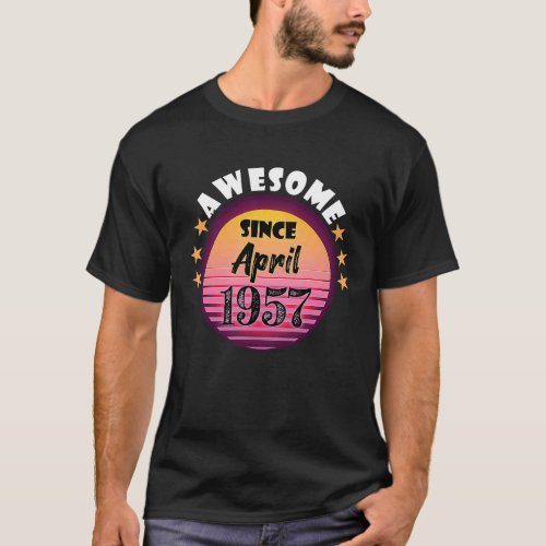 Awesome Since April 1957 Birthday 1957 April Vinta T_Shirt