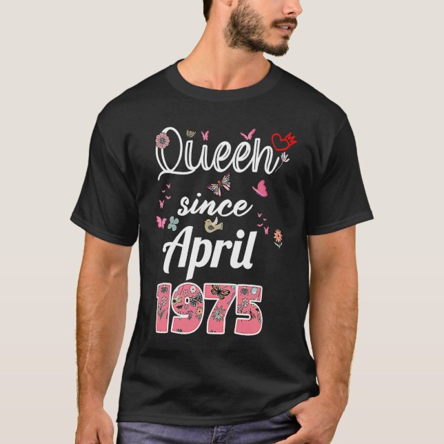Awesome since April 1975 flowers 1975 April Birthd T-Shirt (Front)