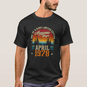 Awesome Since April 1978 Vintage 44th Birthday T-Shirt