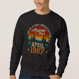 Awesome Since April 1987 Vintage 35th Birthday Sweatshirt