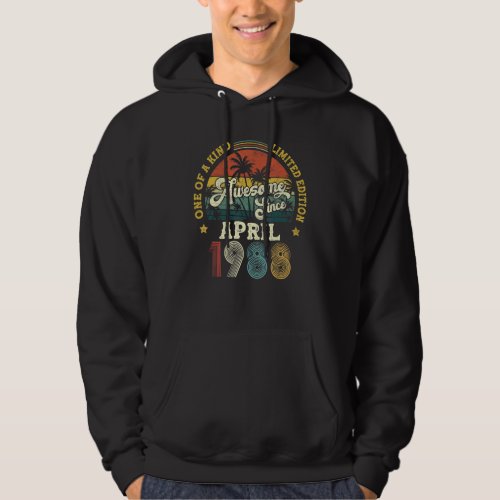 Awesome Since April 1988 Vintage 34th Birthday Hoodie
