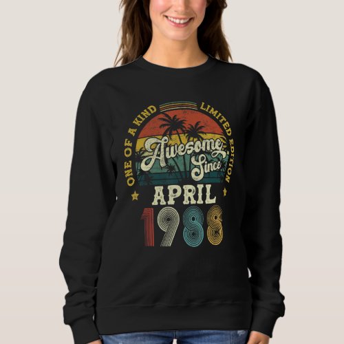 Awesome Since April 1988 Vintage 34th Birthday Sweatshirt