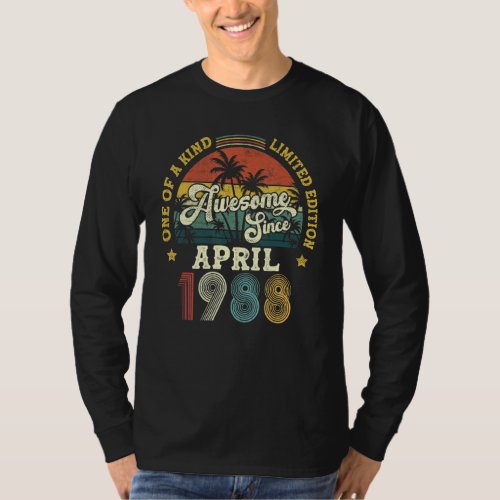 Awesome Since April 1988 Vintage 34th Birthday T_Shirt