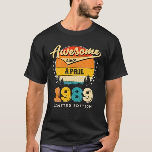 Awesome Since April 1989 Vintage Birthday T_Shirt