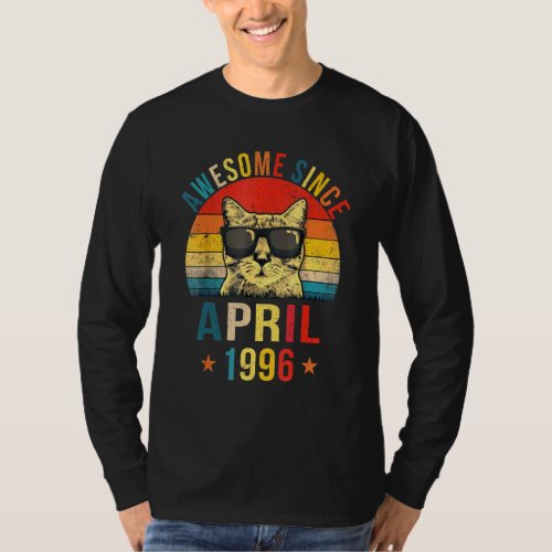 Awesome Since April 1996 26th Birthday  Cat T_Shirt