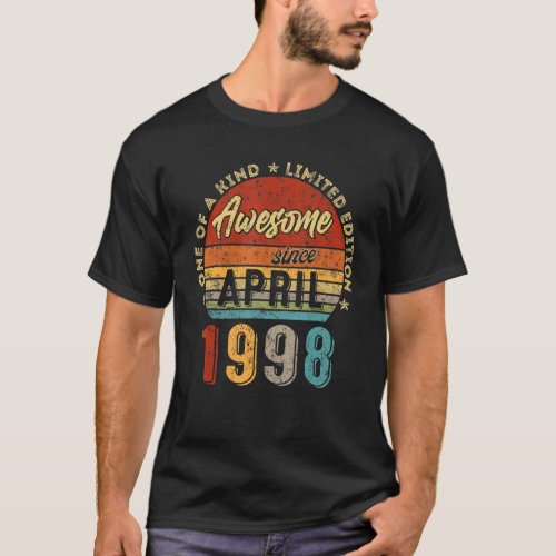 Awesome Since April 1998 Vintage 24th Birthday T_Shirt