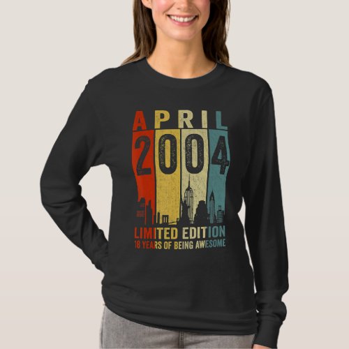 Awesome Since April 2004 18th Birthday Vintage Ret T_Shirt