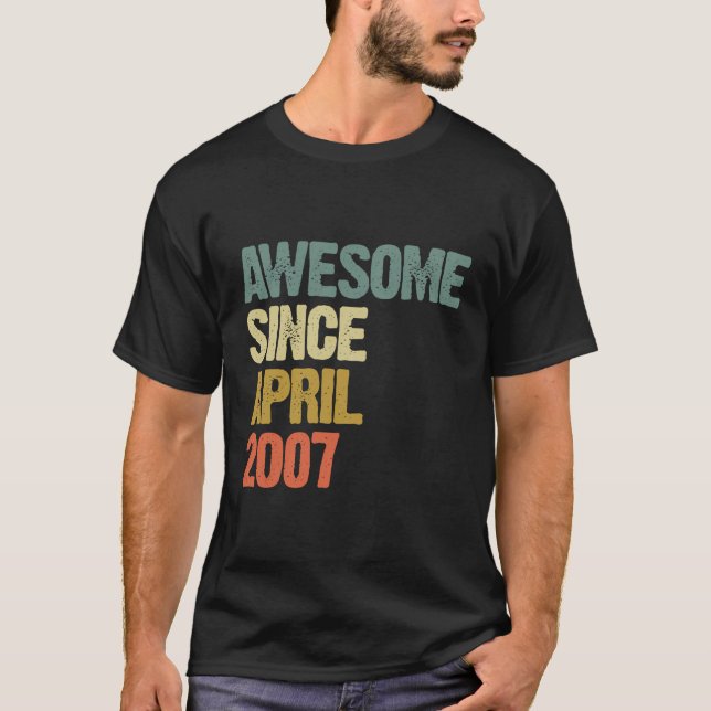 Awesome Since April 2007 12 Years Old 12Nd Birthda T-Shirt (Front)