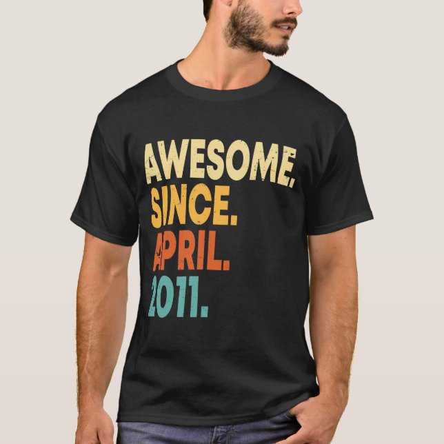 Awesome Since April 2011 12th Birthday Boy 12 Year T-Shirt (Front)